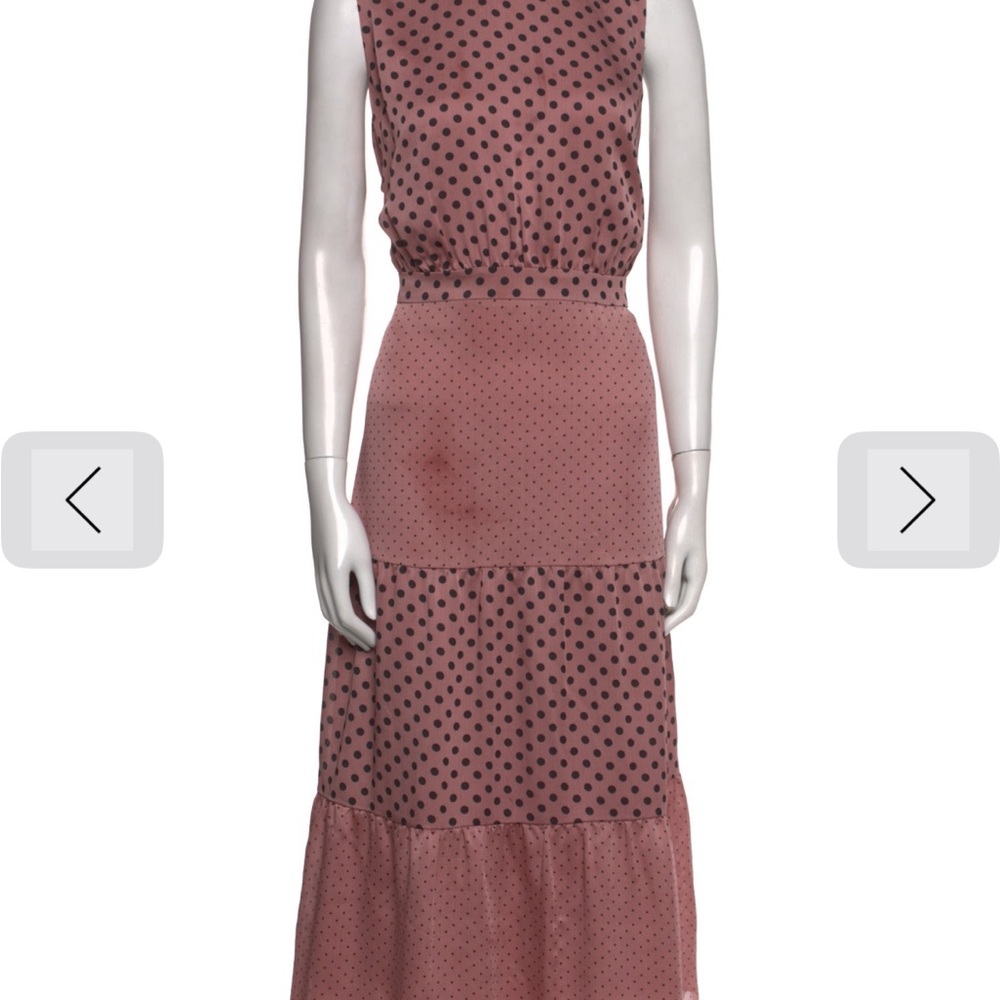 Ted Baker Pink and Black Polka Dot Midi Dress - Dress Size 6 / US Size 14-16